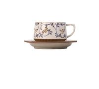 KUNYOS Tazza Da Caffè Espresso In Ceramica Da 300 Ml, Tazza Da Cappuccino, Semplice Tazza In Gres Con Motivo Floreale For Godersi L'ora Del Tè Pomeridiano, Regalo E Presente(Color H,Type 1)
