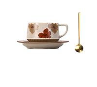 KUNYOS Tazza Da Caffè Espresso In Ceramica Da 300 Ml, Tazza Da Cappuccino, Semplice Tazza In Gres Con Motivo Floreale For Godersi L'ora Del Tè Pomeridiano, Regalo E Presente(Color A,Type 2)