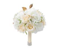 KUNYOS Wedding bride bridesmaid bouquets, artificial flowers, silk roses, artificial flowers, romantic wedding ceremony photo props(Champagne,L)