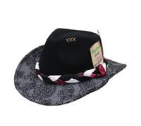 KUNYOS Western Cowboy Hat, Wide-Brim Jazz Cowboy Felt Hat, Classic Western Style, with Feather Decoration(Black B)