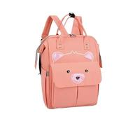 KUNYOS Zaino For Cambio Pannolini, Scomparto Portaoggetti Con Isolamento In Foglio Di Alluminio, Borsa Da Viaggio Impermeabile For Grande Capacità, Tessuto E Resistente Allo Sporco(Pink,Bear)