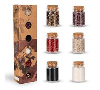 Kunz Foods Group SIMPLY WOOD Gourmet - Set di sali e pepe, spezie provenienti da tutto il mondo, 6 x 25 ml