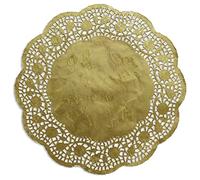 Kunze Torte Pizzo Rotondo, in Rilievo, 100 Pezzi (Ø 26.7 cm), Rivestito, Carta, Gold, 26.7 x 26.7 x 1 cm, - unità