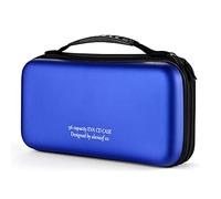KUOCDSIK Custodia per CD, 96 capacità, rigida, in EVA, protettiva, per Blu-ray, CD, con doppia cerniera, cinghia da polso, portatile, organizer per dischi e DVD, per viaggi in auto (capacità 96, blu