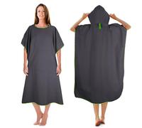 KUOGAS Poncho De Bain Pour Homme 117X88 cm Poncho De Surf En Microfibre Serviette Poncho De Bain En Microfibre éGalement Comme Aide Au Change Sur La Plage (Grigio scuro, L)