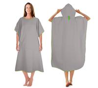 KUOGAS Poncho De Bain Pour Homme 117X88 cm Poncho De Surf En Microfibre Serviette Poncho De Bain En Microfibre éGalement Comme Aide Au Change Sur La Plage (Grigio chiaro, 117x88 cm)