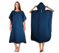 KUOGAS Poncho De Bain Pour Homme 117X88 cm Poncho De Surf En Microfibre Serviette Poncho De Bain En Microfibre éGalement Comme Aide Au Change Sur La Plage (Blu scuro)