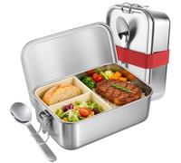 KUOGAS Porta pranzo inossidabile con scomparti, Schiscetta Pranzo impermeabile con cucchiaio, Lunch box bento box con guarnizioni, Portapranzo per pic-nic, scuola e ufficio