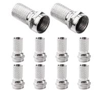 KUOQIY 10 Pezzi Connettori a Vite di Tipo F, Connettore F, Micro Vite/Twist On Antenna Cavo Coassiale RG6, per Cavo Coassiale Antenna TV Satellitare, Argento