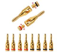 KUOQIY 10 Pezzi Placcati in Oro Banana Spina, Banana Plug 24K Placcato Oro, per Altoparlante Cavo Audio Diffusori (5 Rossi + 5 Neri)