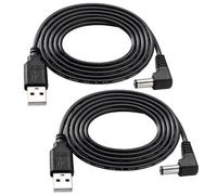 KUOQIY 2 Pezzi 1m 22AWG Cavo USB a Angolo Retto DC 5V, Cavo di Alimentazione da USB a Jack a Cilindro da 5.5x2.1 mm 5 Volt DC, per Strisce Luminose a LED, Piccole Lampade da Scrivania, Nero