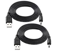 KUOQIY 2 Pezzi 1m 22AWG Cavo USB a DC 5V, Cavo di Alimentazione da USB a Jack a Cilindro da 3.5x1.35 mm 5 Volt DC, per Strisce Luminose a LED, Piccole Lampade da Scrivania, Piccoli Ventilatori, Nero