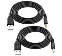 KUOQIY 2 Pezzi 1m 22AWG Cavo USB a DC 5V, Cavo di Alimentazione da USB a Jack a Cilindro da 4.0x1.7 mm 5 Volt DC, per Strisce Luminose a LED, Piccole Lampade da Scrivania, Piccoli Ventilatori, Nero