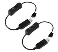 KUOQIY 2 Pezzi 34cm Full Speed 12V Voltaggio Step-Up USB a 3-Pin e 4-Pin PC Ventola Cavo Adattatore di Alimentazione con Interruttore, Cavo Adattatore di Alimentazione da USB A a 3 Pin/4 Pin