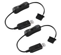 KUOQIY 2 Pezzi 34cm Full Speed 12V Voltaggio Step-Up USB a 4-Pin Molex PC Ventola Cavo Adattatore di Alimentazione con Interruttore, Cavo Adattatore di Alimentazione da USB A a 4 Pin Molex