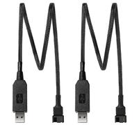 KUOQIY 2 Pezzi 50cm Full Speed 12V Voltaggio Step-Up USB a 3-Pin e 4-Pin PC Ventola Cavo Adattatore di Alimentazione, Cavo Adattatore di Alimentazione da USB A a 3 Pin/4 Pin, Intrecciata