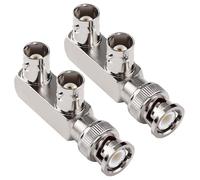 KUOQIY 2 Pezzi Rame BNC 3 Vie 1 Maschio a 2 Femmina Adattatore, BNC F Splitter Combiner RF Coassiale Jack, per CCTV, Antenna, Cavo Coassiale