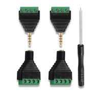 KUOQIY 4 Pezzi 3.5mm Terminale a Vite, 3.5mm TRRS Stereo Audio Maschio/Femmina a 4 Pin Vite Terminale Femmina, Cuffie Balun Adattatore Nessun Convertitore di Saldatura con Cacciavite