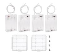 KUOQIY 4 Pezzi 3xAA 4.5V Supporto Batteria, 4.5V Custodia per Batterie AA con Cavi Interruttore On/Off e Copri, con Custodia Batteria in Plastica Cacciaviti e Viti, Trasparente