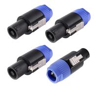 KUOQIY 4 Pezzi 4 Poli Speakon Maschio Connettore, Spina per Altoparlanti Twist Lock, Speakon Connettore Adattatore per Cavo, con Cacciavite, Compatibile con NL4MP, NL4FC, NL4FX, NLT4X, Blu