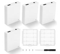 KUOQIY 4 Pezzi 4x1.5V AA Supporto Batteria, 6V Portabatteria con Costruito in Presa USB Femmina e Interruttore On/Off e Coperchio, con 2 Pezzi Custodia Batteria in Plastica, Bianco