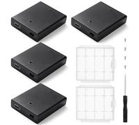 KUOQIY 4 Pezzi 4x1.5V AA Supporto Batteria, 6V Portabatteria con Costruito in Presa USB Femmina e Interruttore On/Off e Coperchio, con 2 Pezzi Custodia Batteria in Plastica, Nero