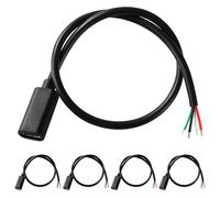 KUOQIY 5 Pezzi 30cm 22AWG USB Tipo C Femmina SPina Cavo 4 Fili di Alimentazione Pigtail Cavo, 5V 3A USB-C a 4 Pin Connettore Aperto a Filo Nudo, per Fai da Te