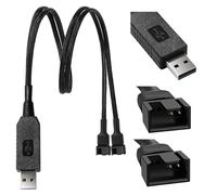 KUOQIY 50cm Full Speed 12V Voltaggio Step-Up USB a Doppio 3-Pin e 4-Pin PC Ventola Cavo Adattatore di Alimentazione, Cavo Adattatore di Alimentazione da USB A a 3 Pin/4 Pin, Intrecciata