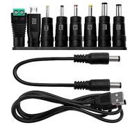 KUOQIY 8 Pezzi Adattatore di Alimentazione DC Universale, 5.5x2.1 mm Femmina a Maschio Adattatore Jack Connettore, DC Barrel Connettore Tips con 2 Pezzi Cavo, per Ventilatori, Router