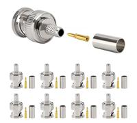 KUOQIY 8 Pezzi Connettore Maschio a Crimpare BNC per RG58 RG142 RG400 LMR195 Cavo Coassiale, BNC Maschio Adattatore a Crimpa Dritta, per Telecamera CCTV, Compreso Connettore, Pin, Ghiera