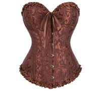 KUOSE Corsetto da donna nero basco modellante overbust top plus size S-6XL, Marrone, 4-6