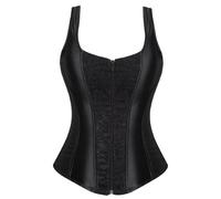 KUOSE Corsetto da donna, nero, stile vintage, gotico, con spalline, Nero/1, 36-38