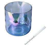 KUOYTT Ciotola di Cristallo alchemico di Luce cosmica Blu Trasparente, Ciotola di Quarzo per Chakra con percussore Acrilico e Anello di Tenuta gratuiti, Ciotola Sonora per Meditazione YOG