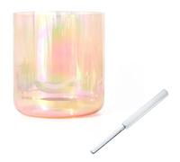 KUOYTT Ciotola di Cristallo Alchemy da 432 Hz per Meditazione Yoga e guarigione Sonora, Ciotola di Quarzo per Chakra con percussore Acrilico Gratuito e Anello di Tenuta, Rosa Arancione SF