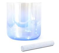 KUOYTT Ciotola di Cristallo Alchemy per Meditazione Yoga e guarigione Sonora, Ciotola di Cristallo colorato per Chakra con percussore Acrilico e Anello di Tenuta gratuiti, Blu sfumato (43