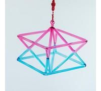 KUOYTT Piramide di Cristallo Merkaba a Due Colori, Ciotola tibetana, Regalo per Meditazione Yoga e guarigione Sonora, con percussore Acrilico e Corda gratuiti (8 Pollici)