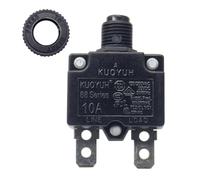 KUOYUH USA 10 Amp serie 88 Terminali a connessione rapida interruttore termico push-to-reset con pulsante impermeabile trasparente antipolvere (confezione da 1)