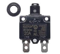KUOYUH USA 20 Amp 88 Series Terminali a connessione rapida Push-to-Reset Interruttore termico con coperchio antipolvere trasparente impermeabile (confezione da 1)