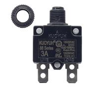 KUOYUH USA 3 Amp 88 Series Quick Connect Terminali Push-to-Reset Interruttore Termico con Coperchio Antipolvere Trasparente Impermeabile Pulsante (1 Pezzo)