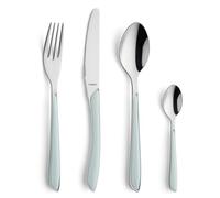 Kuppels PRISMA - Set di posate per 6 persone, 24 pezzi, in acciaio inox 18/0, lama ondulata, forchetta, cucchiaio, cucchiaio da caffè, manici in plastica colorata lucida, antiruggine, lavabile in