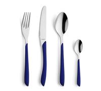 Kuppels Prisma - Set di posate per 6 persone, in acciaio inox lucido, 24 pezzi, con manici in plastica di alta qualità, colore blu indaco, antiruggine, posate per 6 persone, lavabile in lavastoviglie