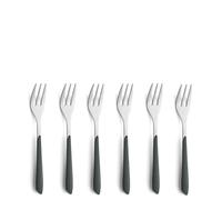 Kuppels PRISMA Set di posate per forchetta da torta in acciaio inox 18/0, 6 pezzi, per 6 persone, con manici in plastica di alta qualità, colore grigio scuro, antiruggine e lavabile in lavastoviglie