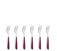 Kuppels PRISMA Set di posate per forchetta da torta in acciaio inox 18/0, 6 pezzi, per 6 persone, con manici in plastica di alta qualità in Wildberry, antiruggine e lavabile in lavastoviglie