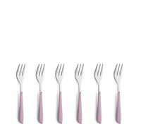 Kuppels PRISMA Set di posate per forchetta da torta in acciaio inox 18/0, 6 pezzi, per 6 persone, con manici in plastica di alta qualità, rosa antico, antiruggine e lavabile in lavastoviglie
