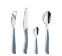 Kuppels Prisma Set Posate in Acciaio Inox Lucido Posate 24 Pezzi Per 6 Persone Maniche in Blu Denim, Inossidabile, Lavabile in Lavastoviglie
