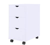 KUPTYERFG Cassettiera bianca con 3 cassetti, 33 x 45 x 60 cm | Robusto armadio da ufficio bianco con 3 cassetti e pratiche ruote per nicchie strette nello studio.