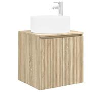 KUPTYERFG Mobile lavabo da parete in rovere Sonoma, 49,5 cm | Mobiletto compatto sospeso per il piccolo bagno o il WC degli ospiti con ampio scomparto interno dietro una porta girevole.