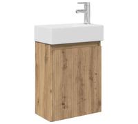 KUPTYERFG Mobile sottolavabo con lavabo, 45 cm | Armadietto sospeso compatto per bagni piccoli e WC per ospiti: include vasca in ceramica, rubinetto e valvola di scarico per