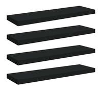 KUPTYERFG Set di 4 mensole sospese da parete in MDF, 80 x 23,5 cm, colore nero