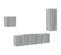 KUPTYERFG Set di 4 mobili da parete per TV, colore: grigio Sonoma | Le mensole sospese salvaspazio per soggiorno e camera da letto creano ordine e spazio flessibile sulla parete.